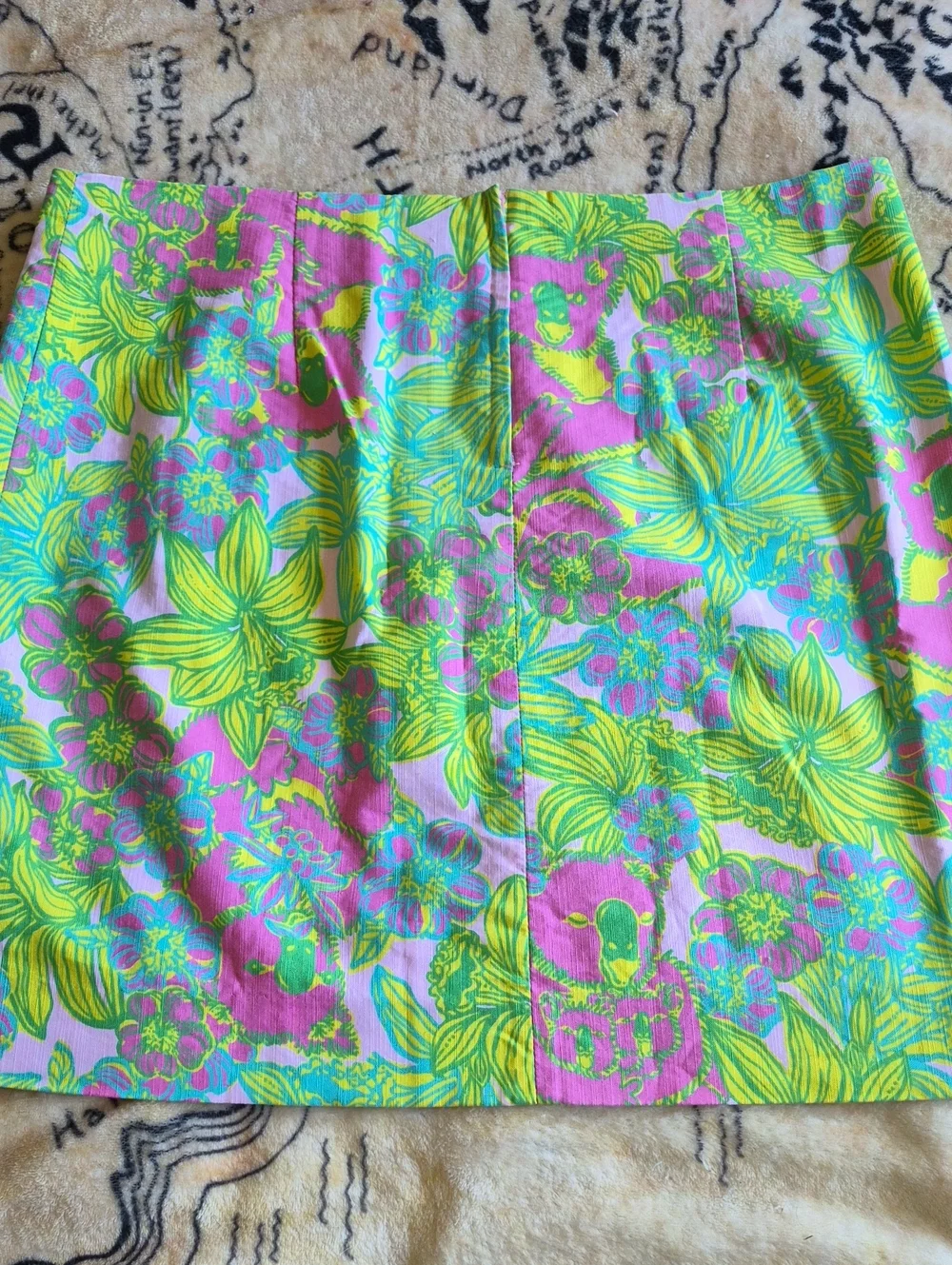 Lilly Pulitzer Originals Koala Print Skirt Size 12 Pink Green Lace Trim